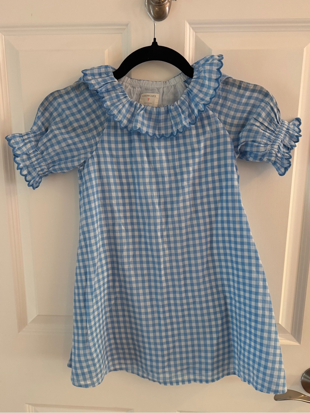 Crewcuts Light Blue Gingham Ruffle-Collar Dress